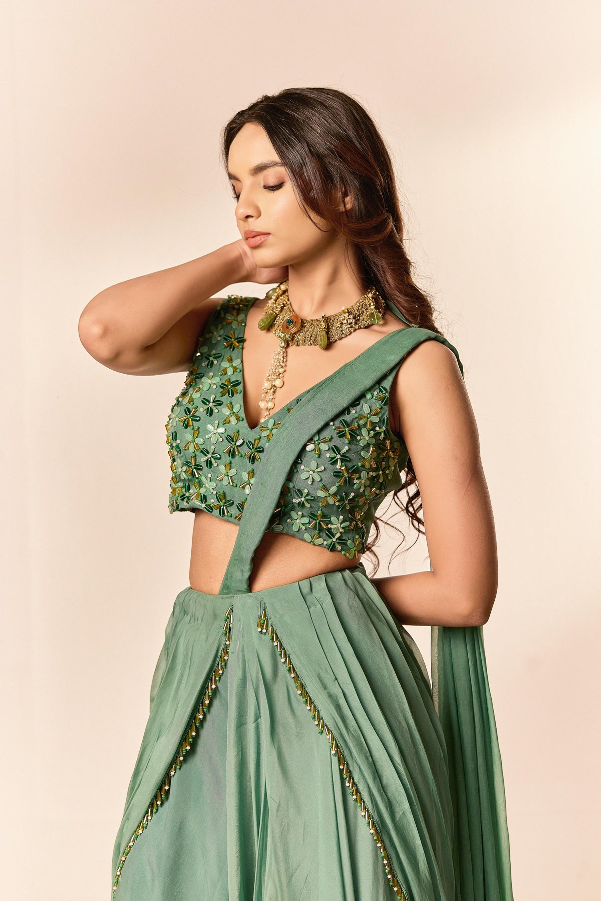Lyra lehenga saree set